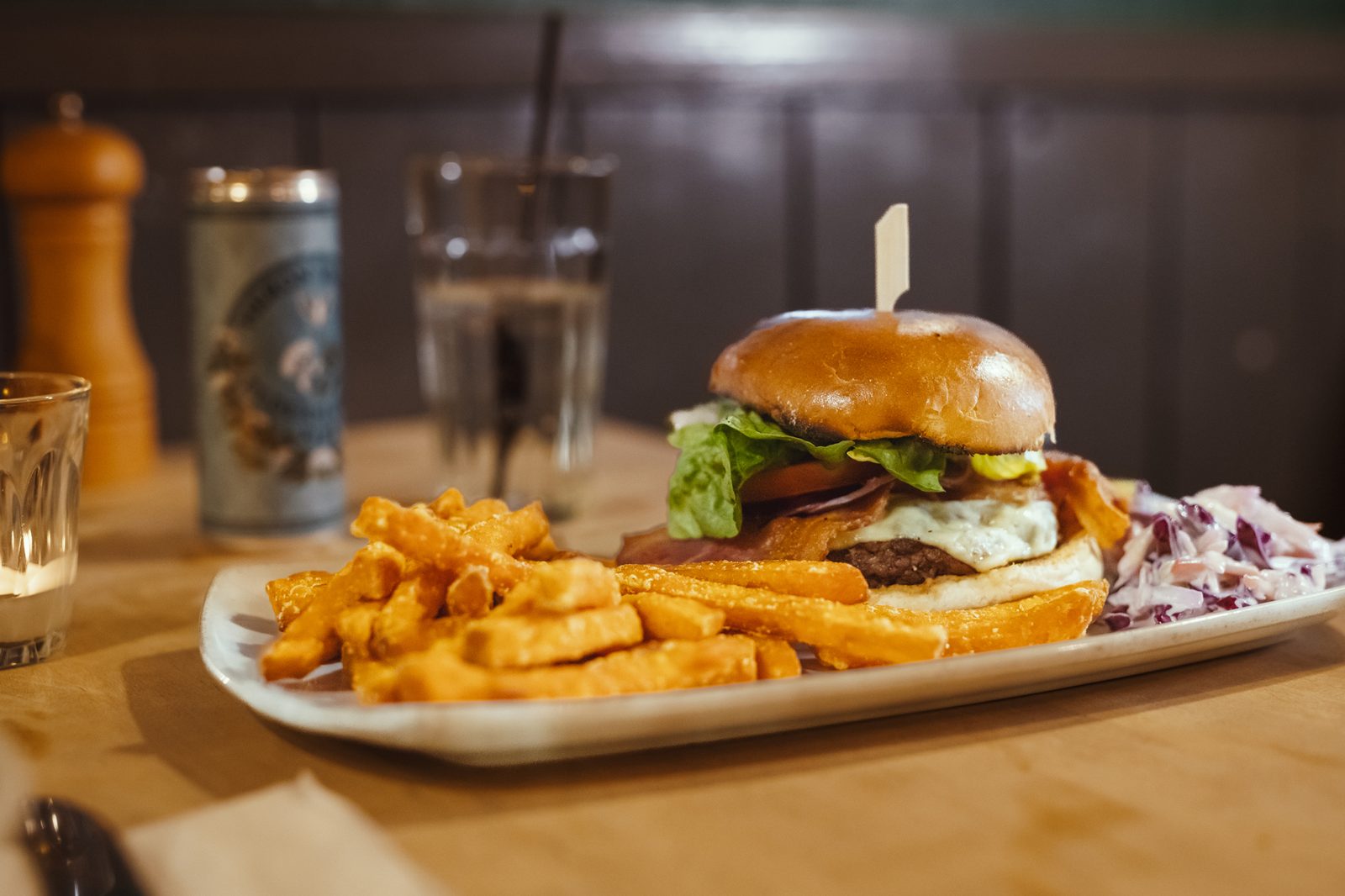 Burger and fries at Kendricks